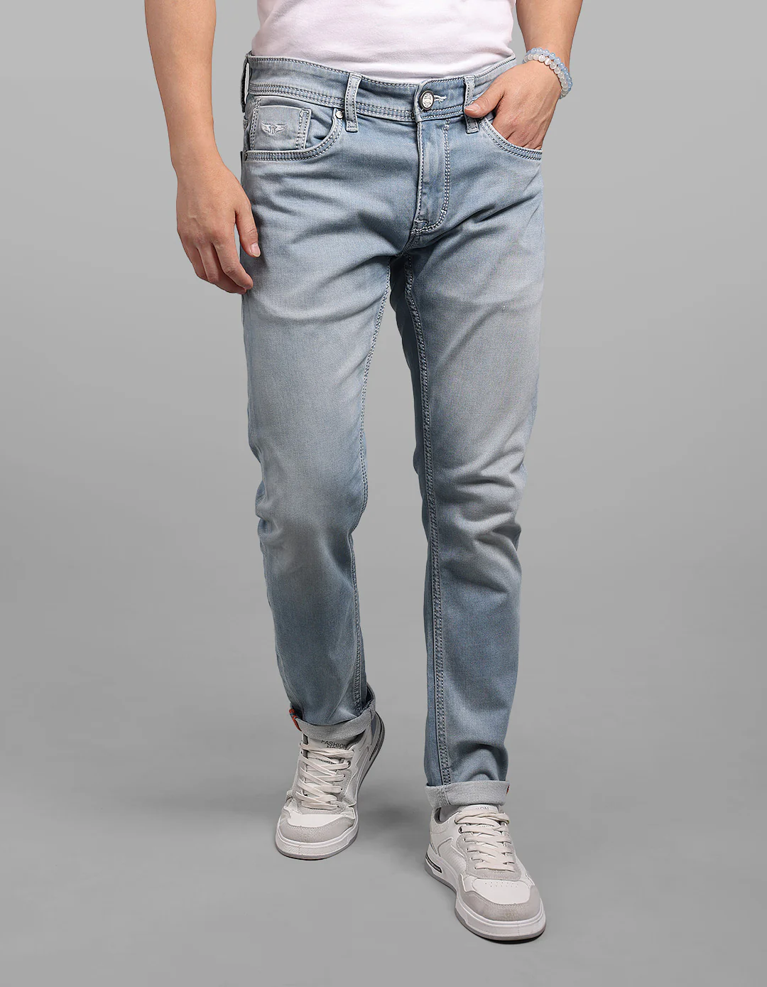 Lt Blue 5 Pocket Low-Rise Ankle Length Stretch Jeans