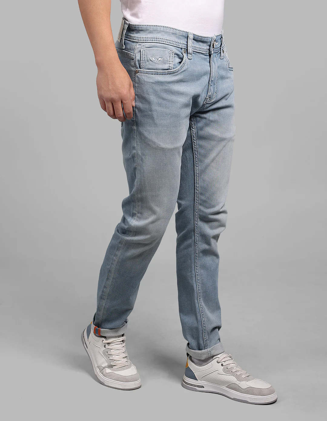 Lt Blue 5 Pocket Low-Rise Ankle Length Stretch Jeans - Image 4