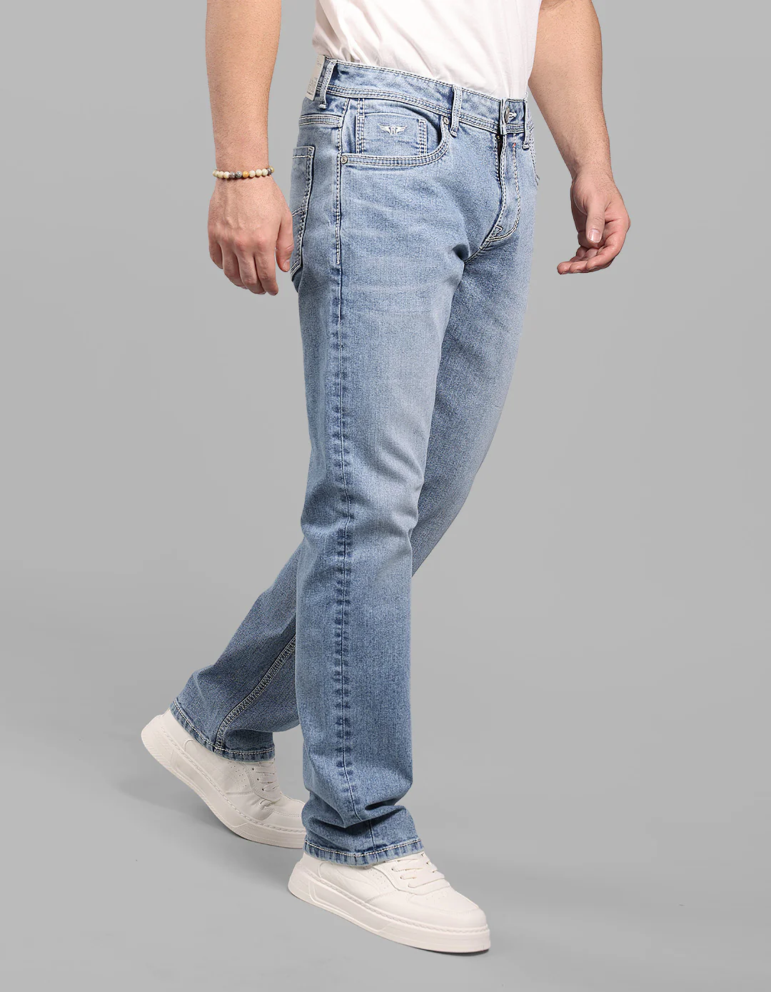 Lt Blue 5 Pocket Midrise, Comfort And Straight Fit Stretch Jeans - Image 5