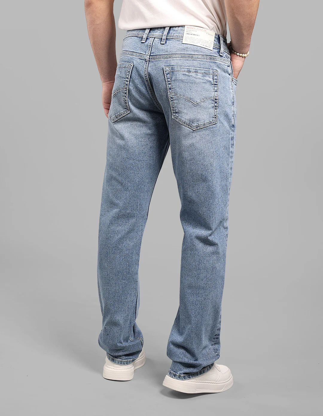 Lt Blue 5 Pocket Midrise, Comfort And Straight Fit Stretch Jeans - Image 6