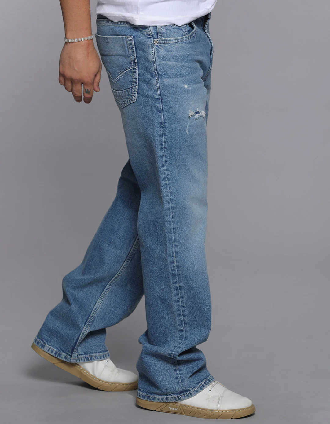 Lt Blue 5 Pocket Midrise Loose Fit Jeans - Image 4