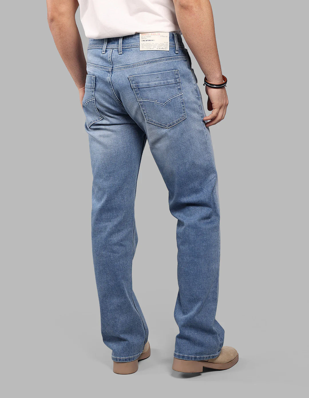 Lt Blue 5 Pocket Midrise Loose Fit Stretch Jeans - Image 5