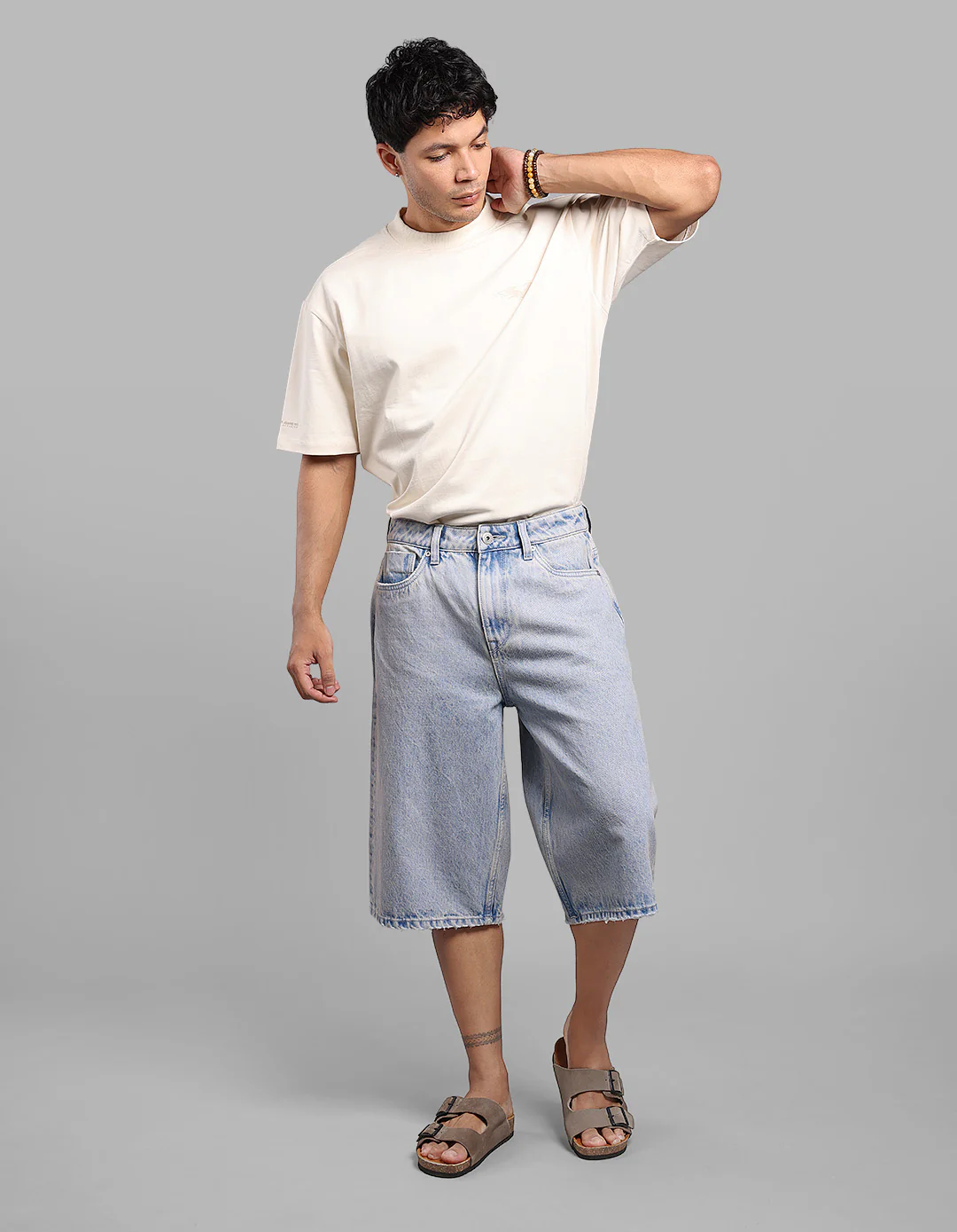 Lt Blue Loose Fit Jorts - Image 2