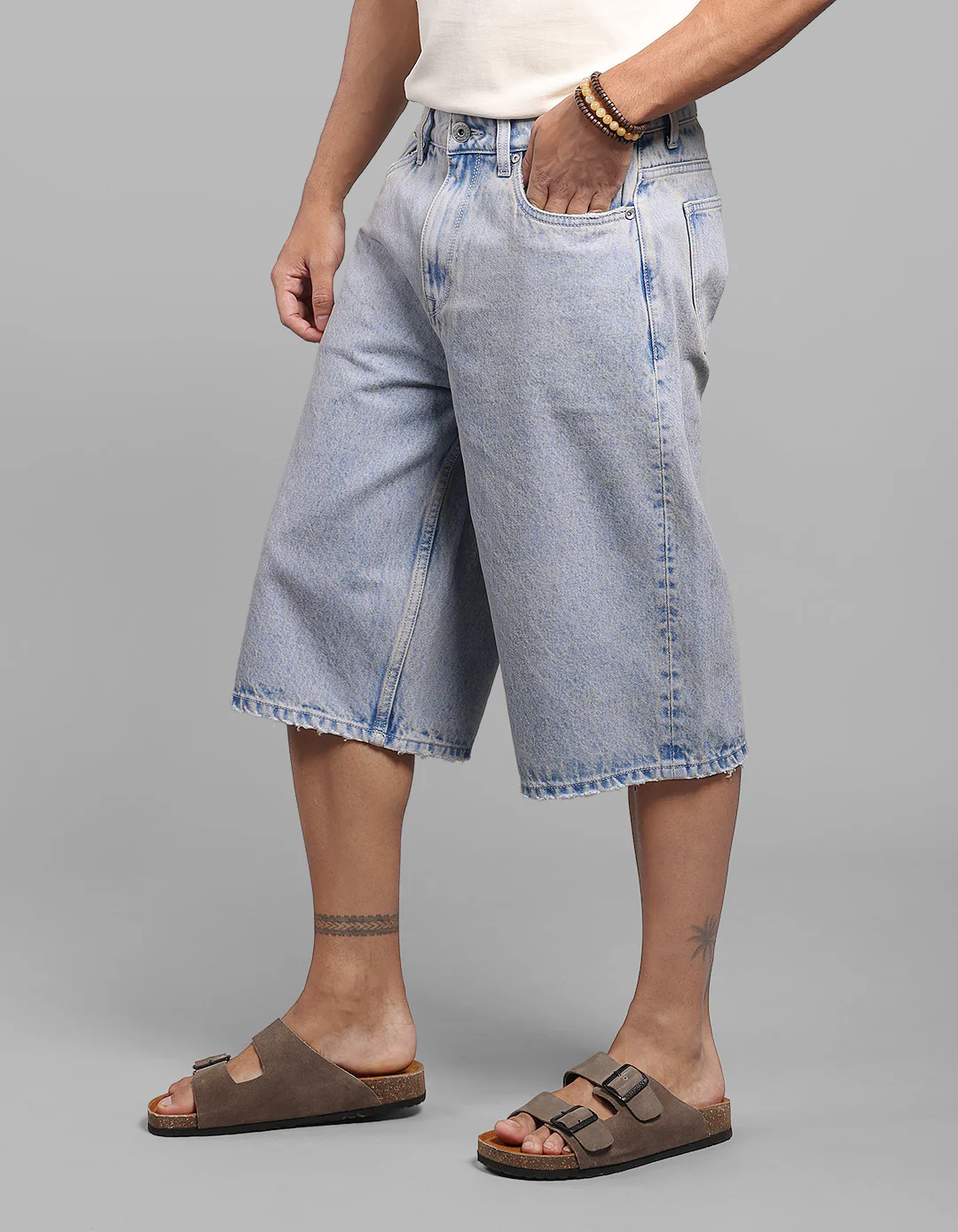 Lt Blue Loose Fit Jorts - Image 4