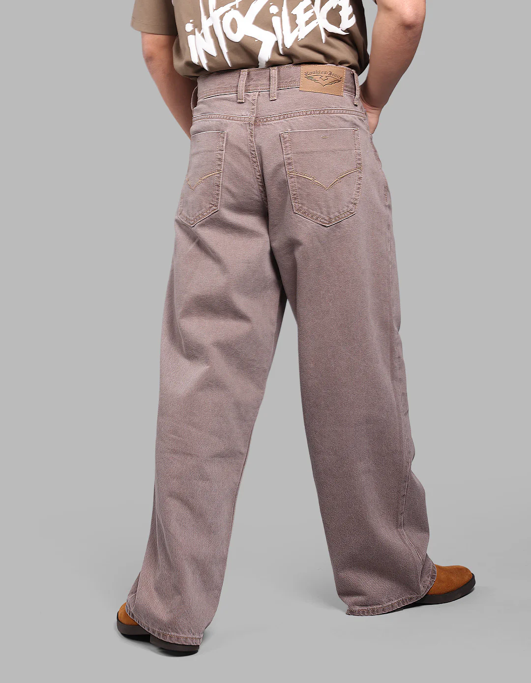 Lt Brown 5 Pocket Extra Loose Fit Jeans - Image 7