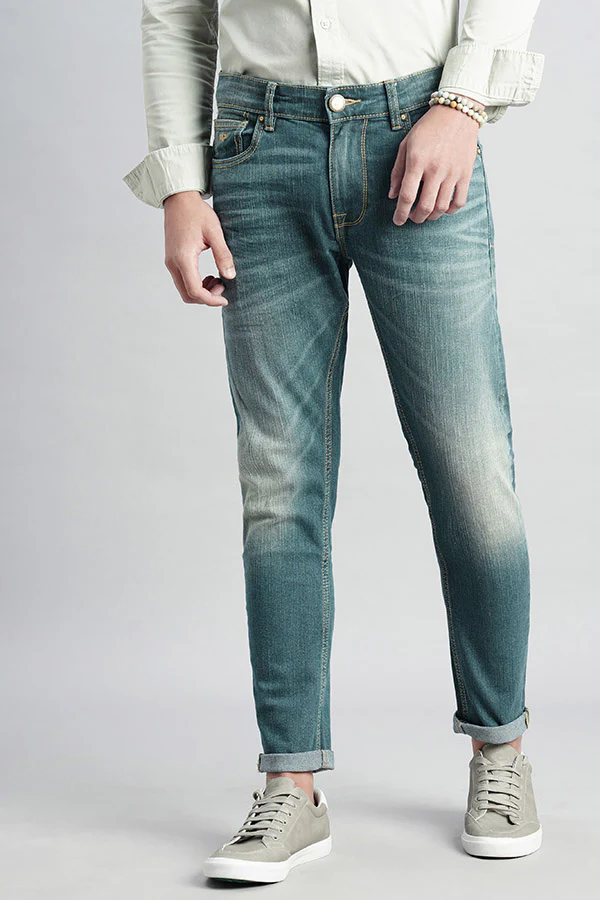 Lt Green 5 Pocket Low-Rise Ankle Length Jeans