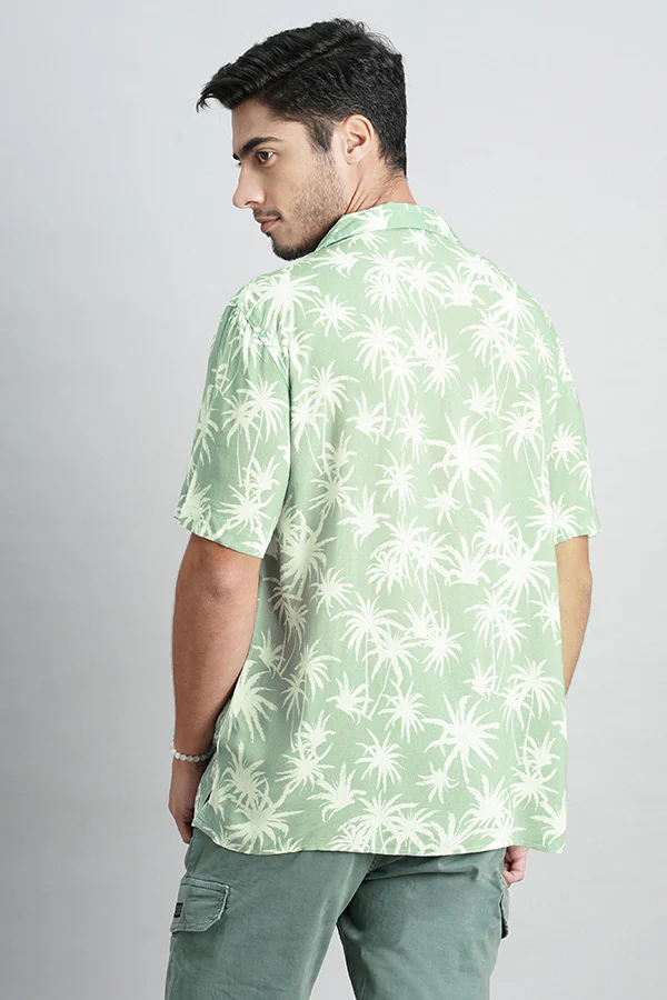 Lt Green Half Sleeve Printed Shirt - Image 4