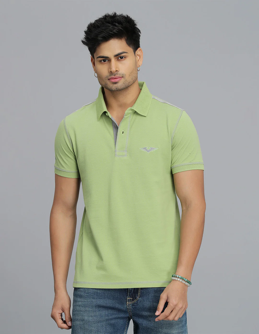 Lt Green Half Sleeves Pique Polo Tee