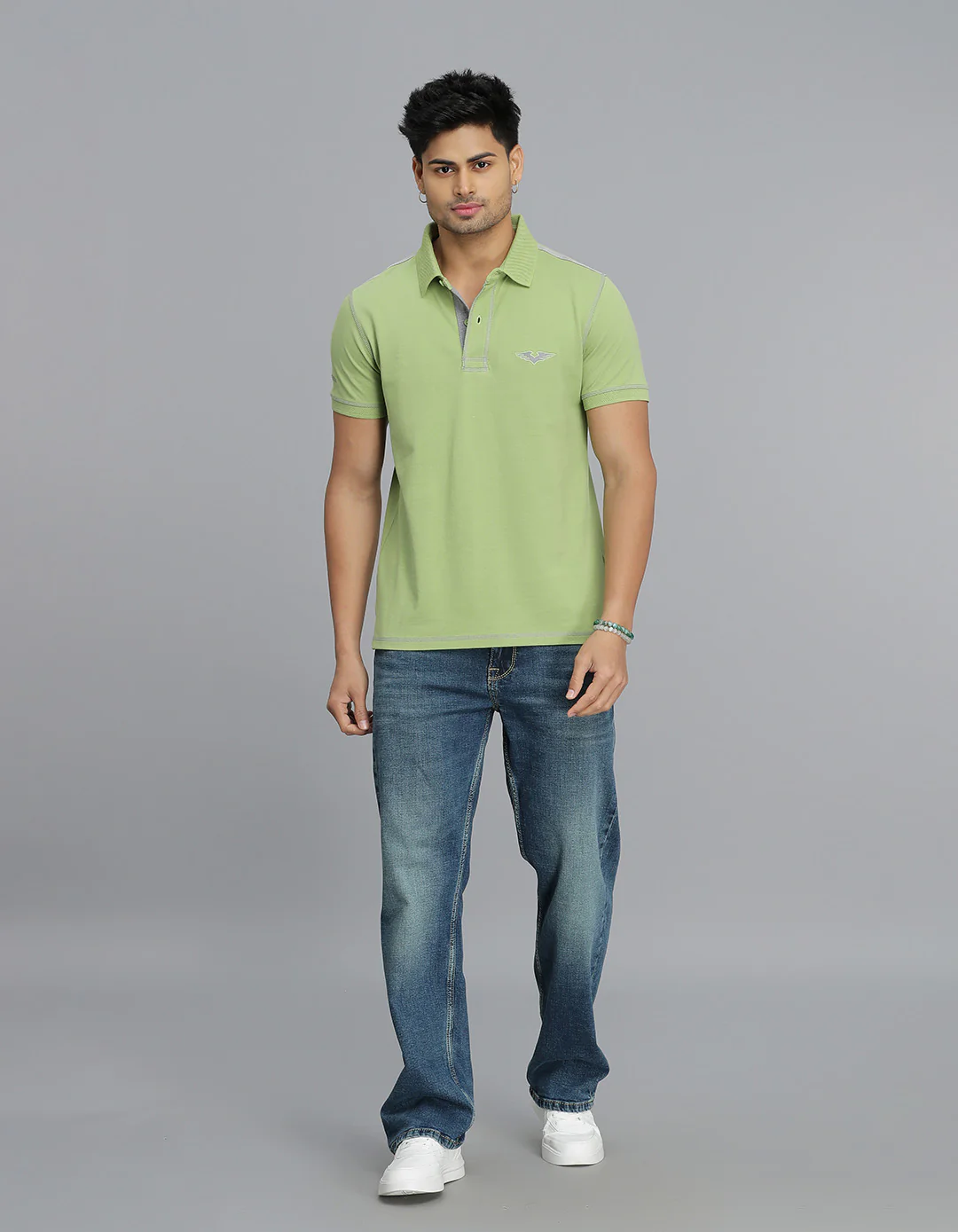 Lt Green Half Sleeves Pique Polo Tee - Image 2