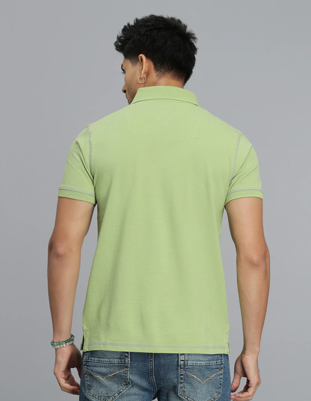 Lt Green Half Sleeves Pique Polo Tee - Image 3