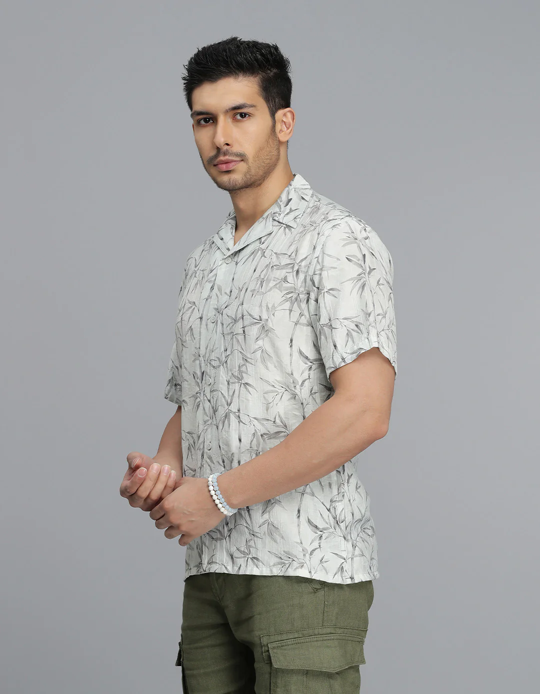 Lt Green Half Sleeves Printed Shirt - Image 3