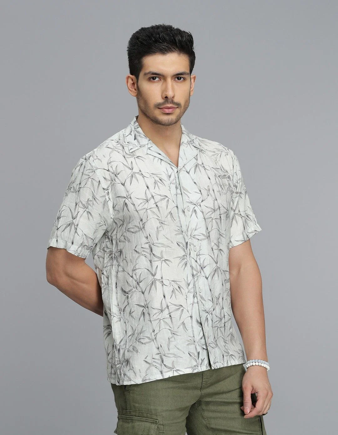 Lt Green Half Sleeves Printed Shirt - Image 4