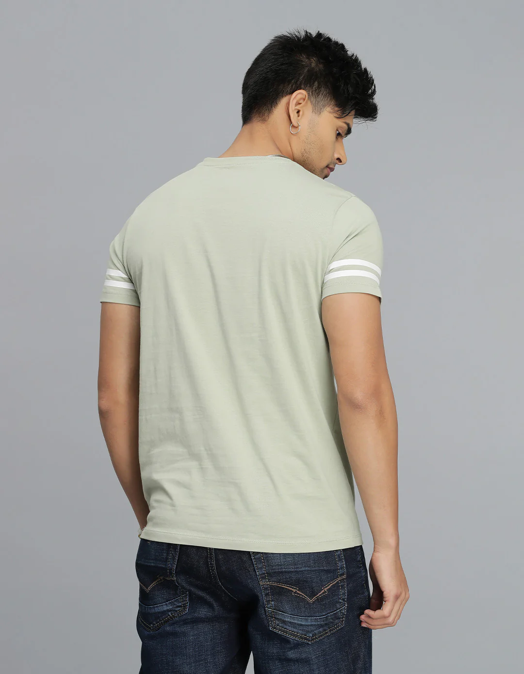 Lt Green Half Sleeves Round Neck Tee - Image 5