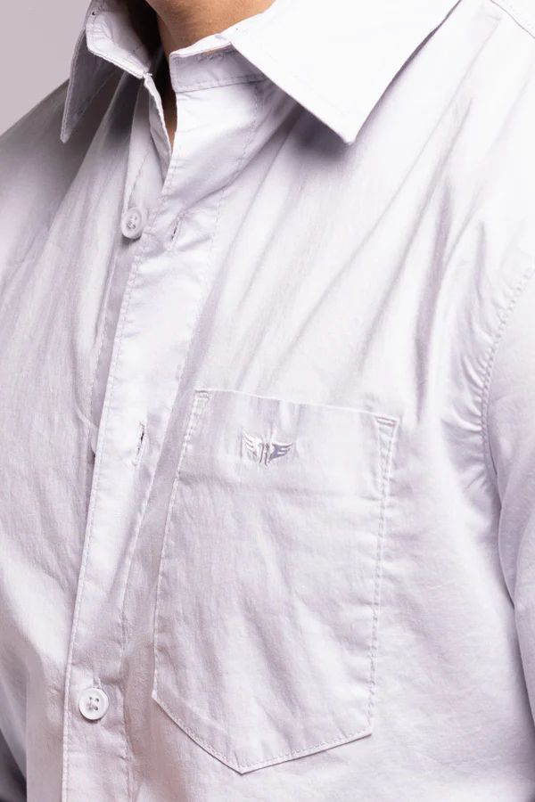 Lt Grey Full Sleeves Solid Shirt - Image 6