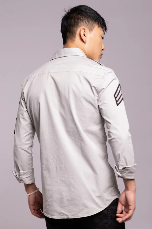 Lt Grey Full Sleeves Solid Shirt - Image 5