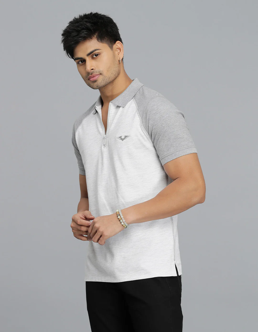 Lt Grey Half Sleeves Pique Polo Tee