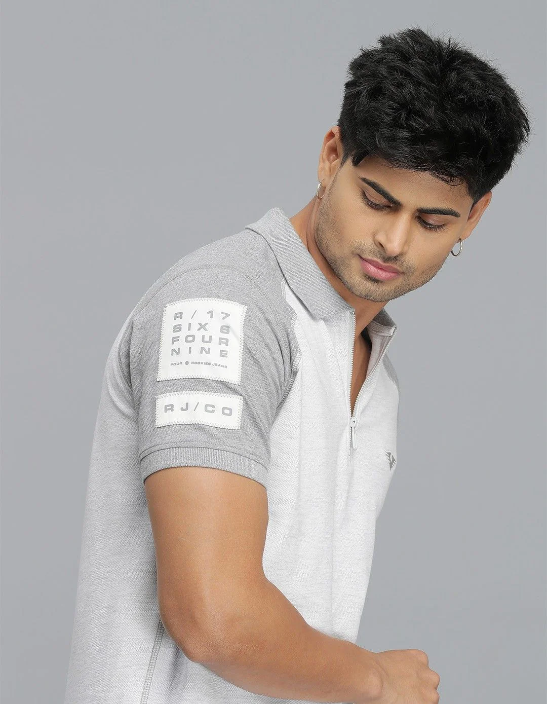 Lt Grey Half Sleeves Pique Polo Tee - Image 4