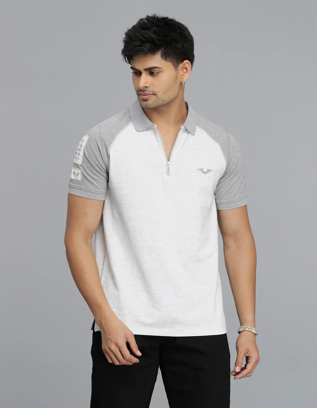 Lt Grey Half Sleeves Pique Polo Tee - Image 5