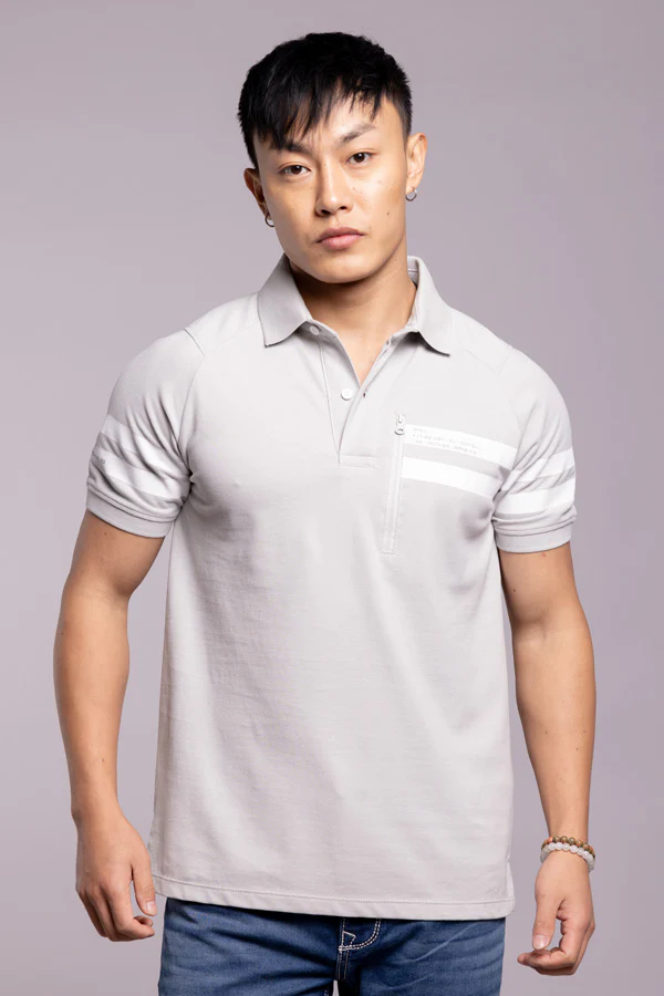 Lt Grey Half Sleeves Pique Polo Tee