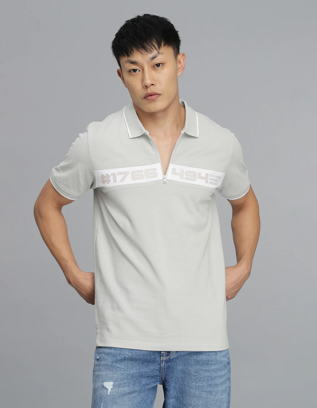 Lt Grey Half Sleeves Pique Polo Tee