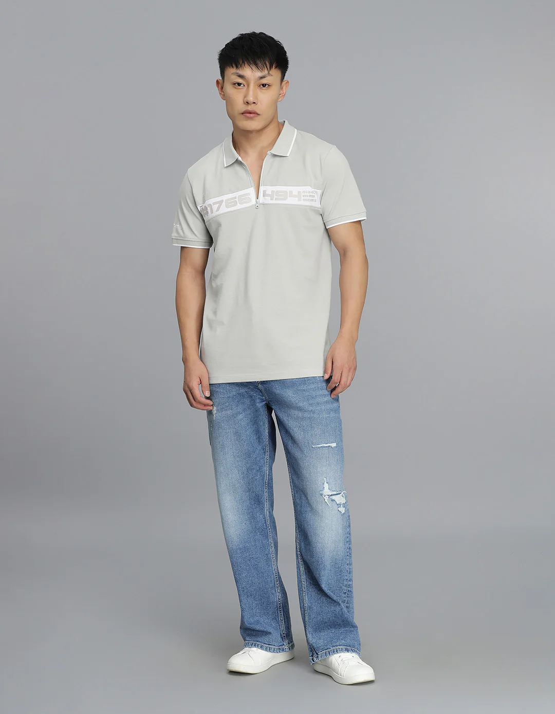 Lt Grey Half Sleeves Pique Polo Tee - Image 2
