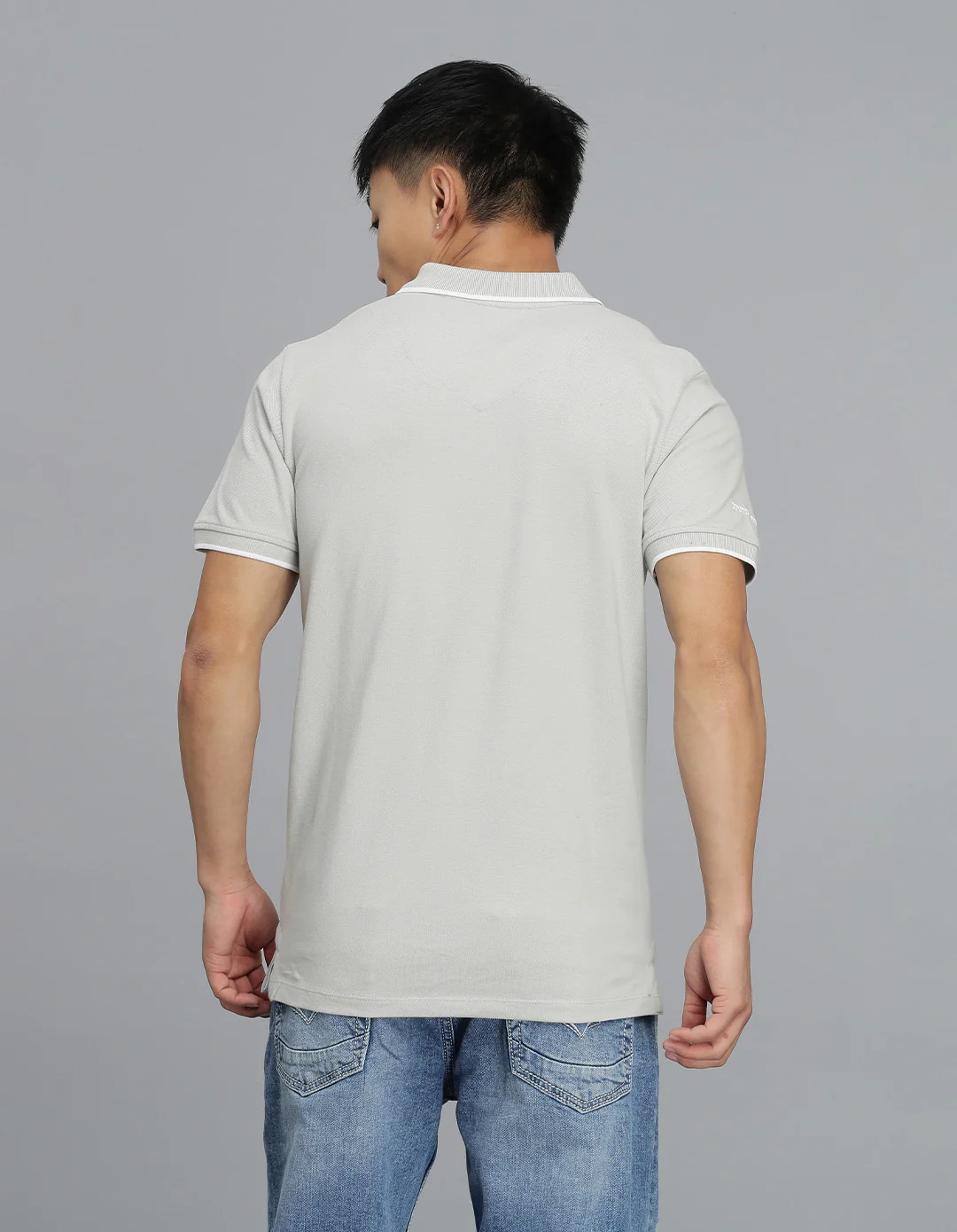 Lt Grey Half Sleeves Pique Polo Tee - Image 5
