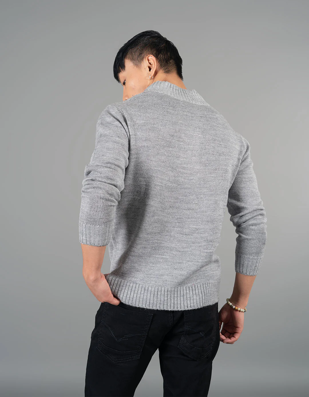 Lt Grey High Neck Pullover Sweater - Image 5