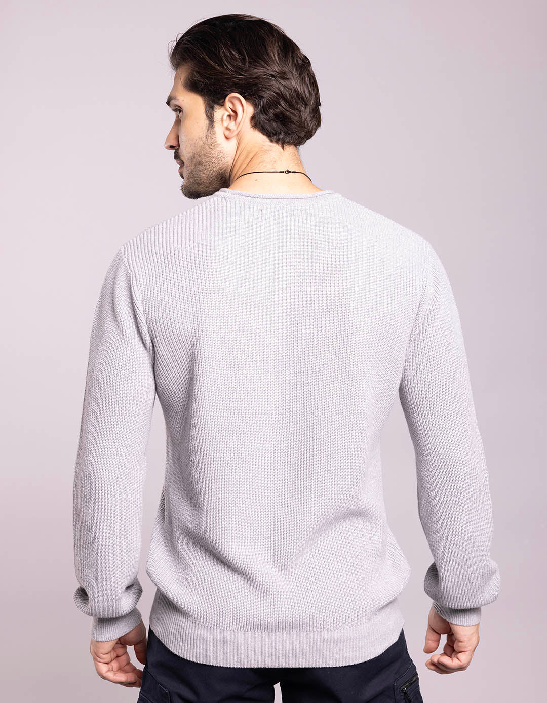 Lt Grey Round Neck Pullover Sweater - Image 5
