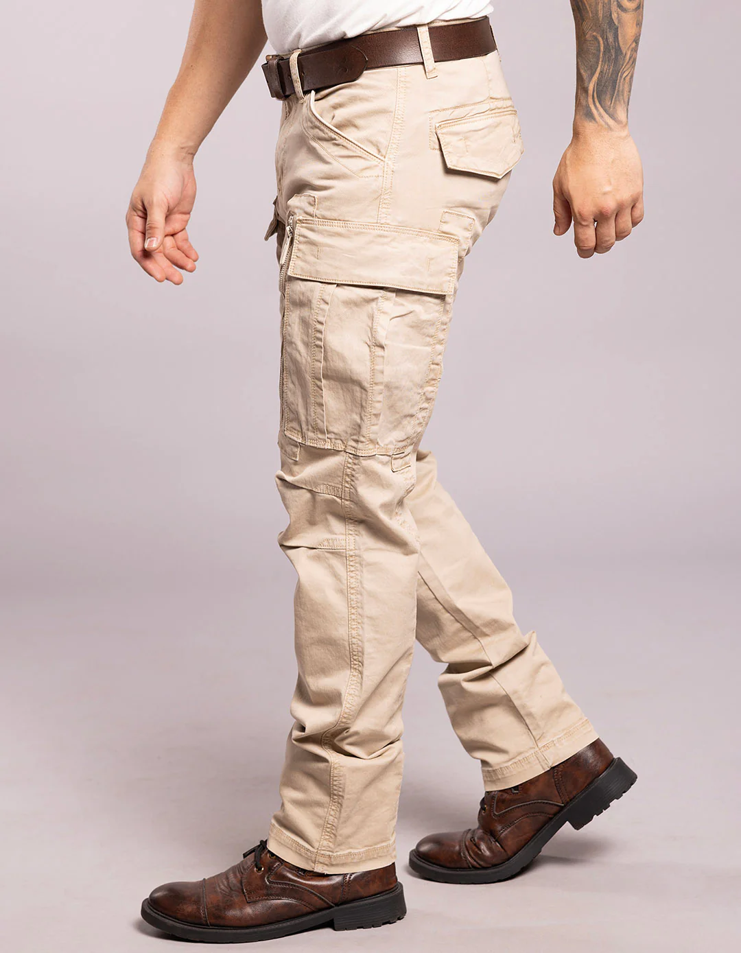 Lt Khaki Regular Fit Cargo Pant - Image 4