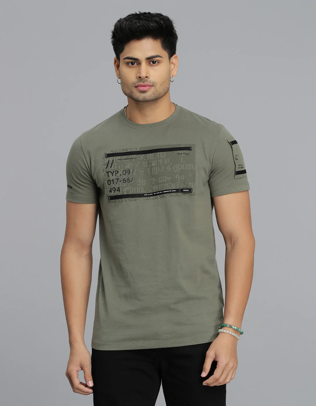 Lt M Green Half Sleeves Round Neck Tee