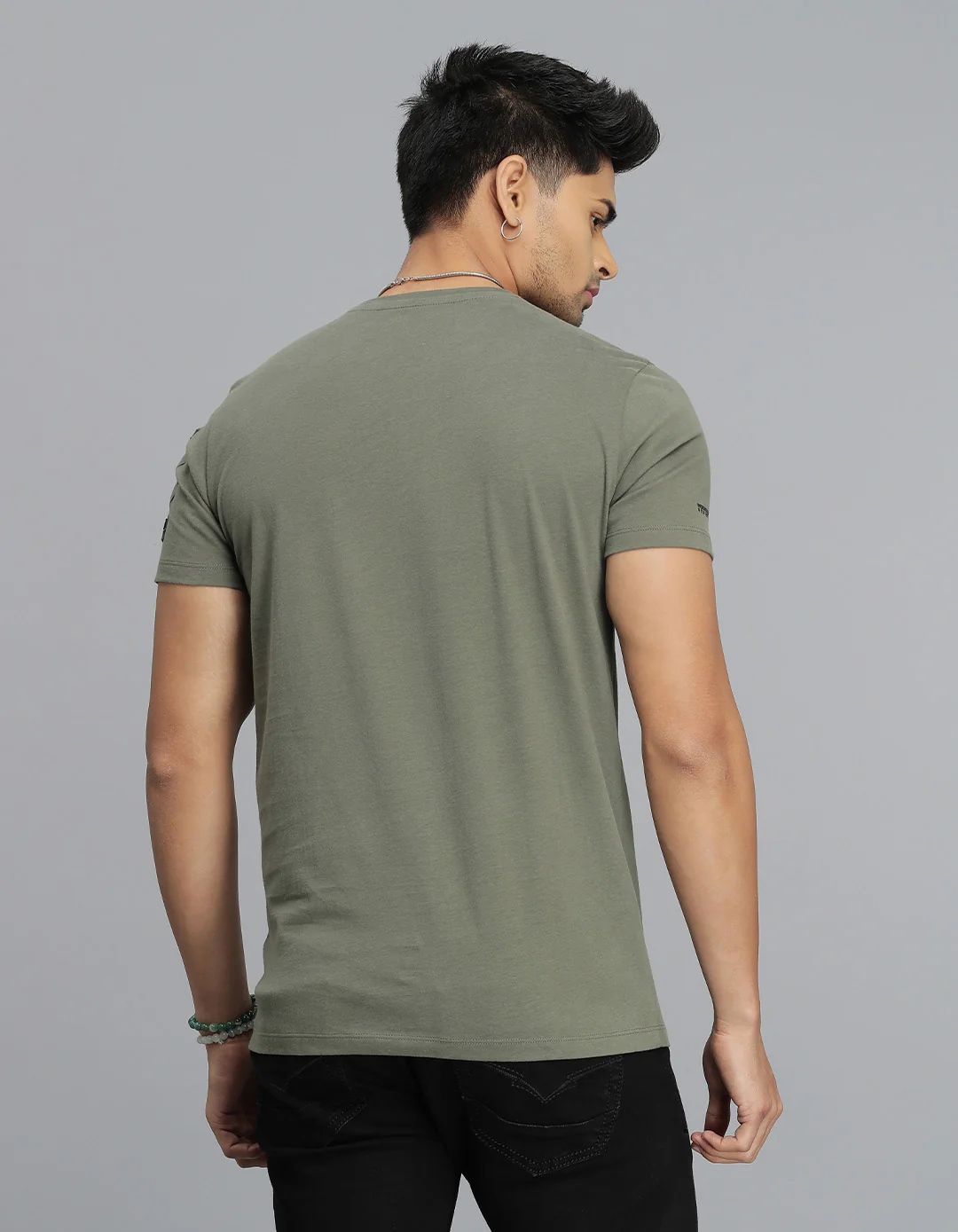 Lt M Green Half Sleeves Round Neck Tee - Image 5