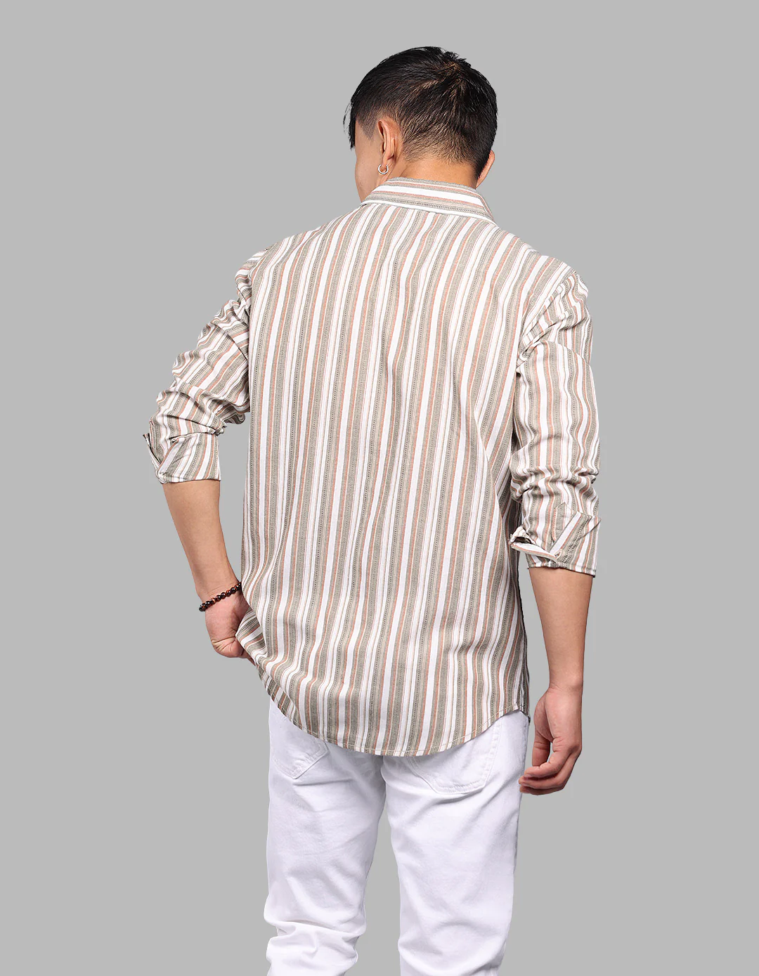 Lt Olive Full Sleeve Stripe Shirt - Image 5
