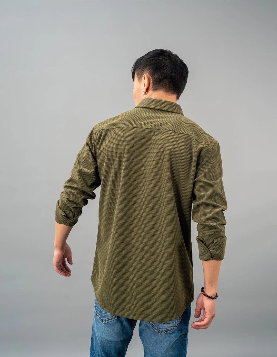 Lt Olive Full Sleeve Textured Waffle Shacket - Image 5