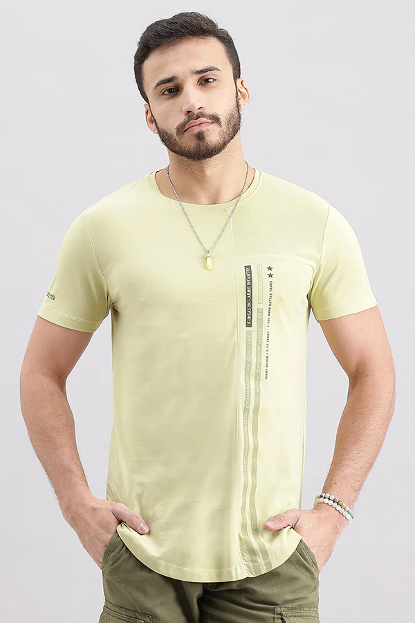 Lt Olive Half Sleeve Round Neck Tee