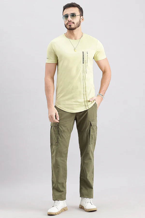 Lt Olive Half Sleeve Round Neck Tee - Image 2