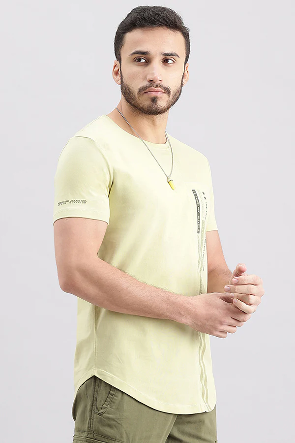 Lt Olive Half Sleeve Round Neck Tee - Image 3
