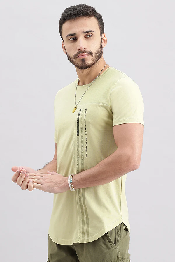 Lt Olive Half Sleeve Round Neck Tee - Image 5