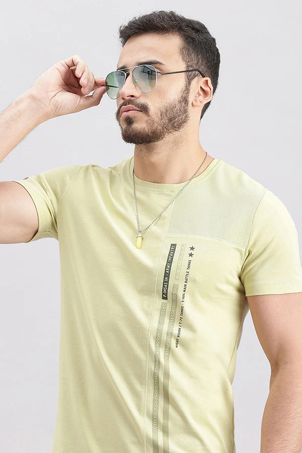Lt Olive Half Sleeve Round Neck Tee - Image 6