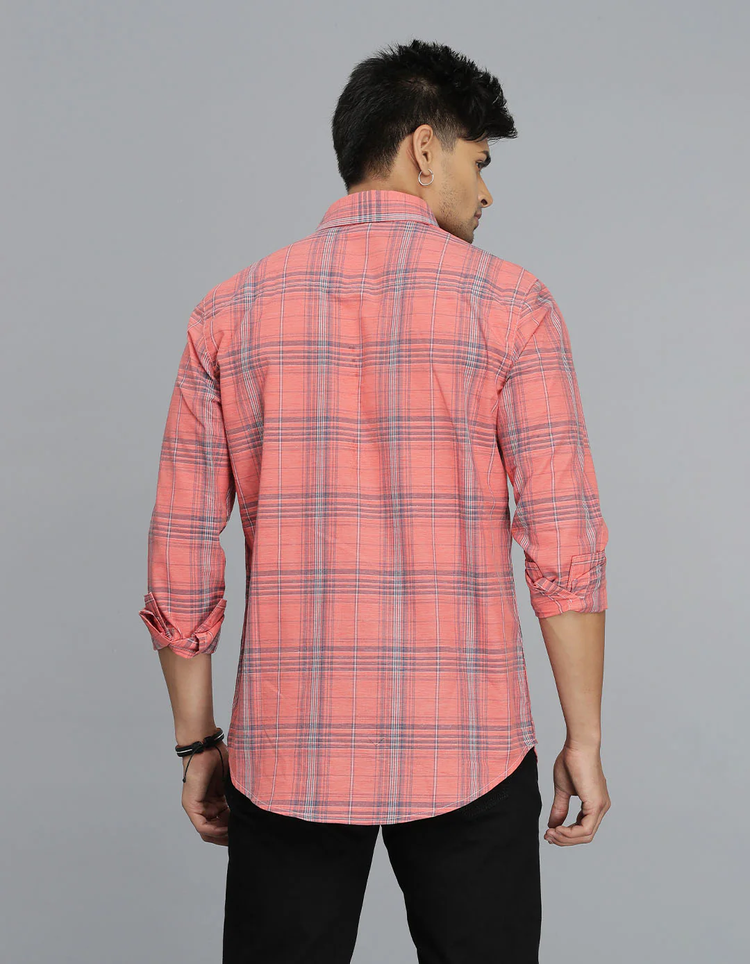 Lt Orange Full Sleeves Check Shirt - Image 3