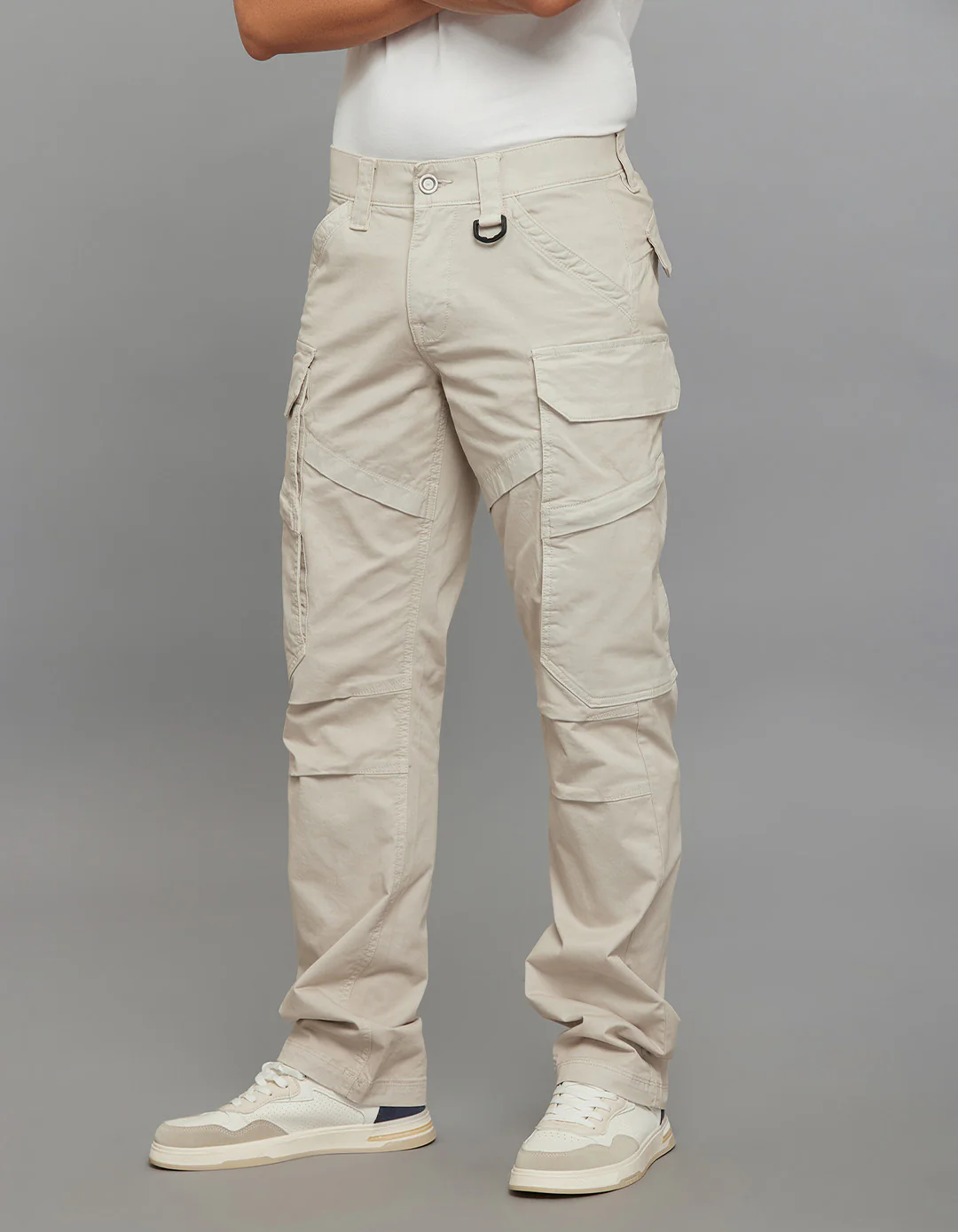 Lt Sand Comfort Straight Fit Stretch Cargo Pants - Image 4