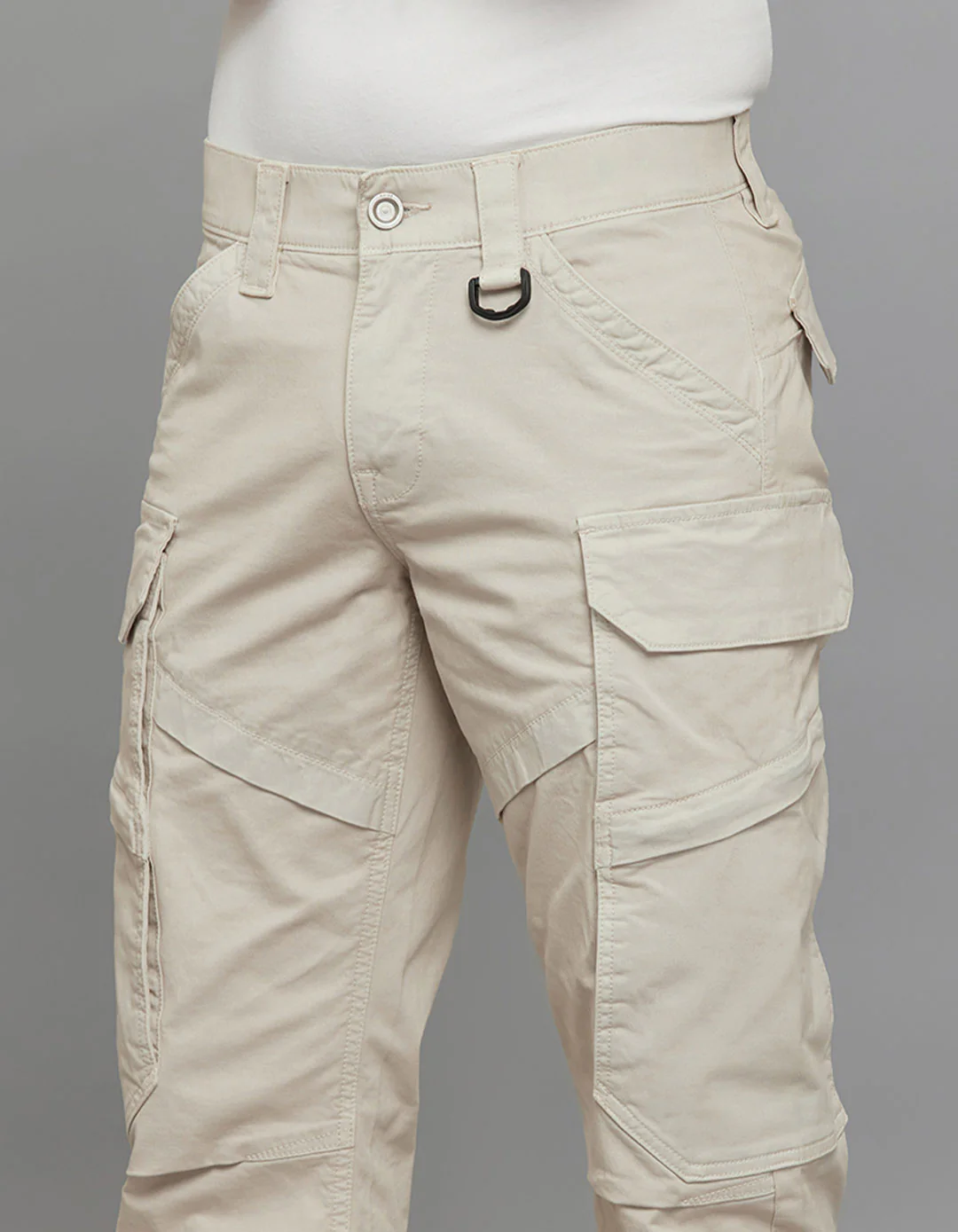 Lt Sand Comfort Straight Fit Stretch Cargo Pants - Image 5