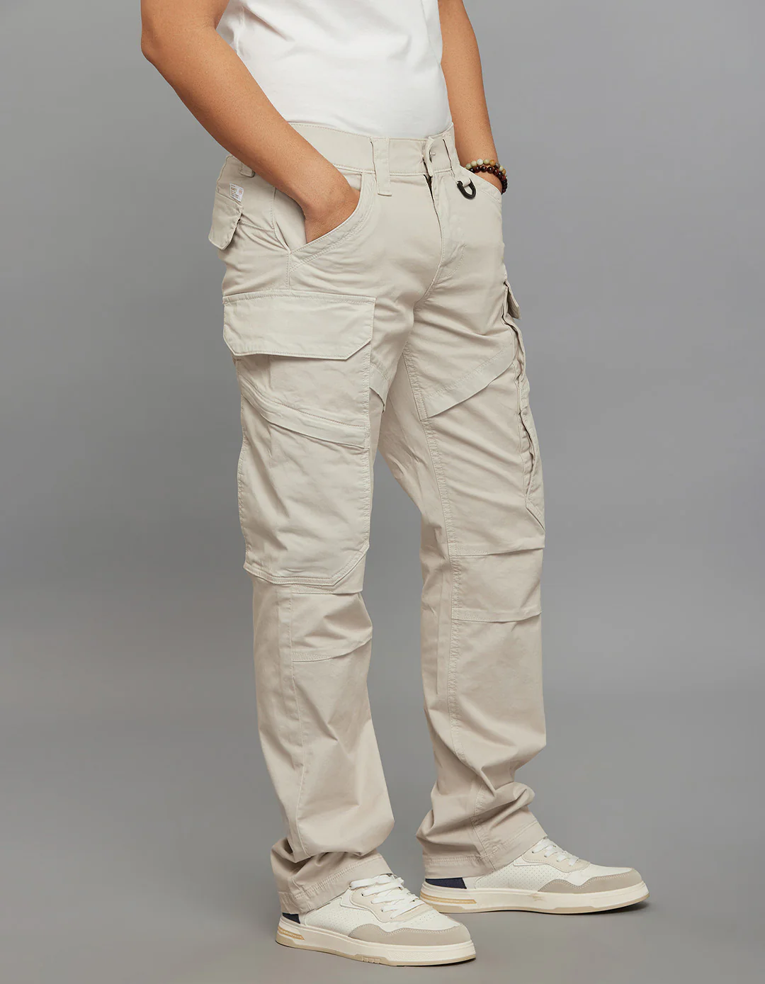 Lt Sand Comfort Straight Fit Stretch Cargo Pants - Image 6