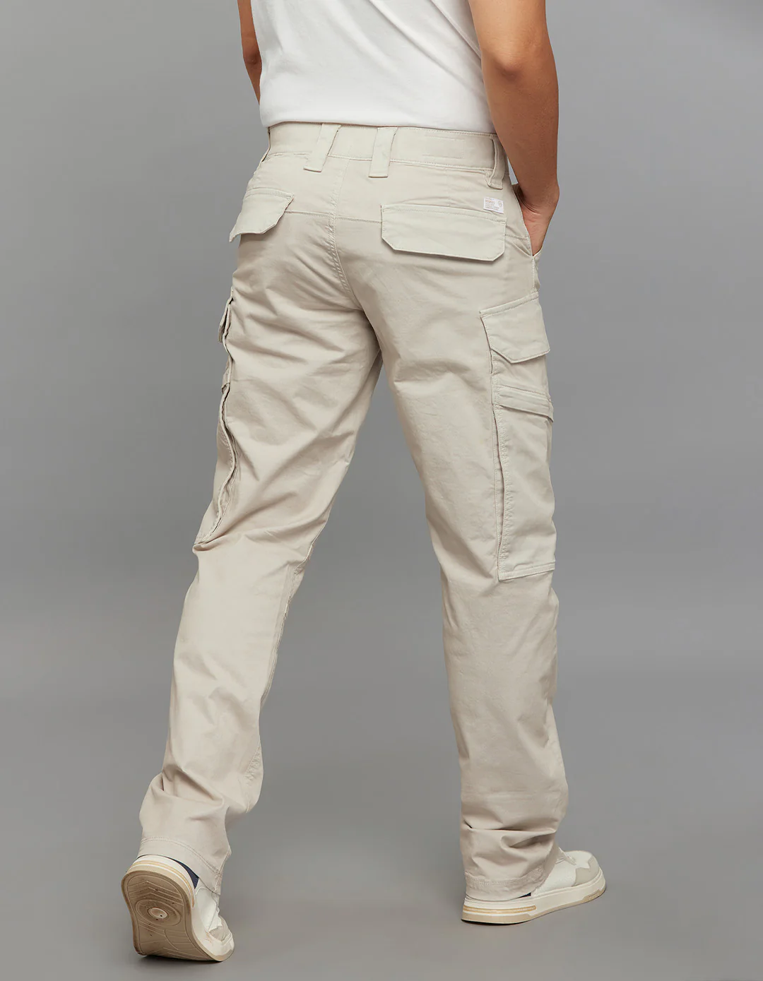 Lt Sand Comfort Straight Fit Stretch Cargo Pants - Image 7
