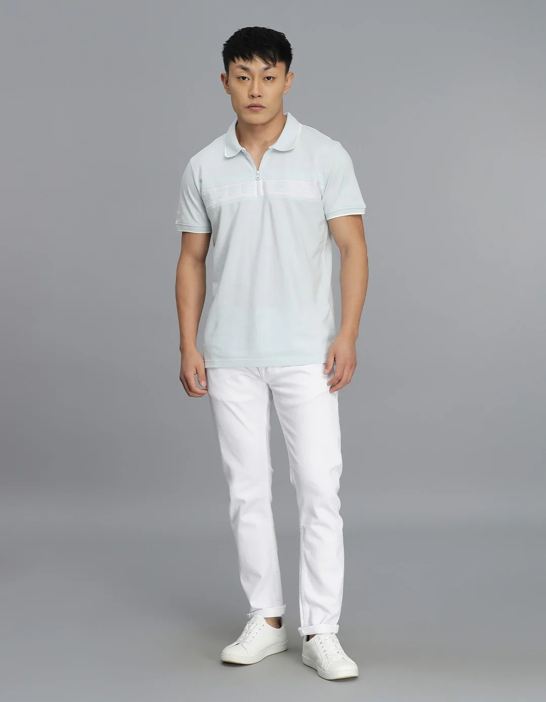 Lt Sky Blue Half Sleeves Pique Polo Tee - Image 2