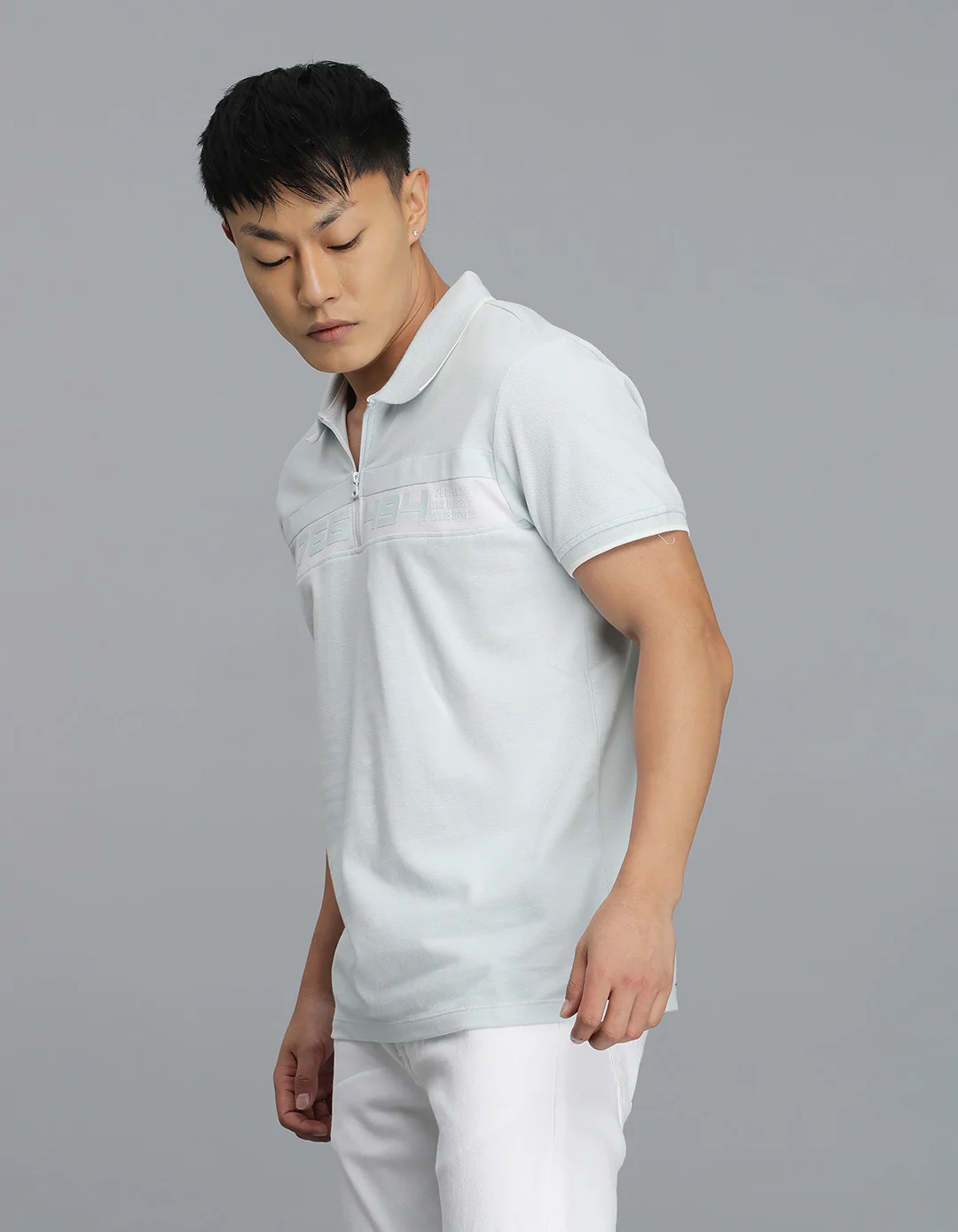 Lt Sky Blue Half Sleeves Pique Polo Tee - Image 3