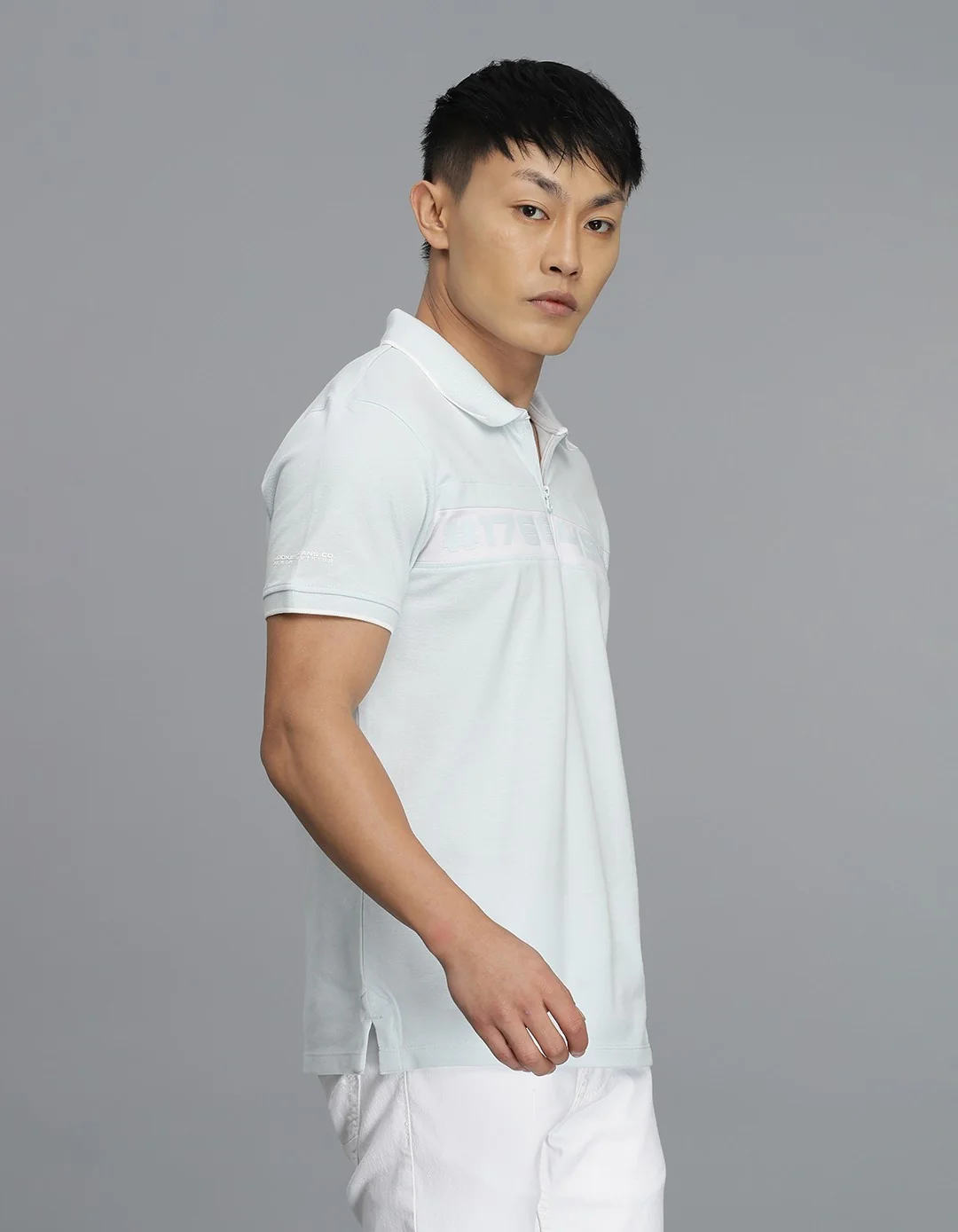 Lt Sky Blue Half Sleeves Pique Polo Tee - Image 4
