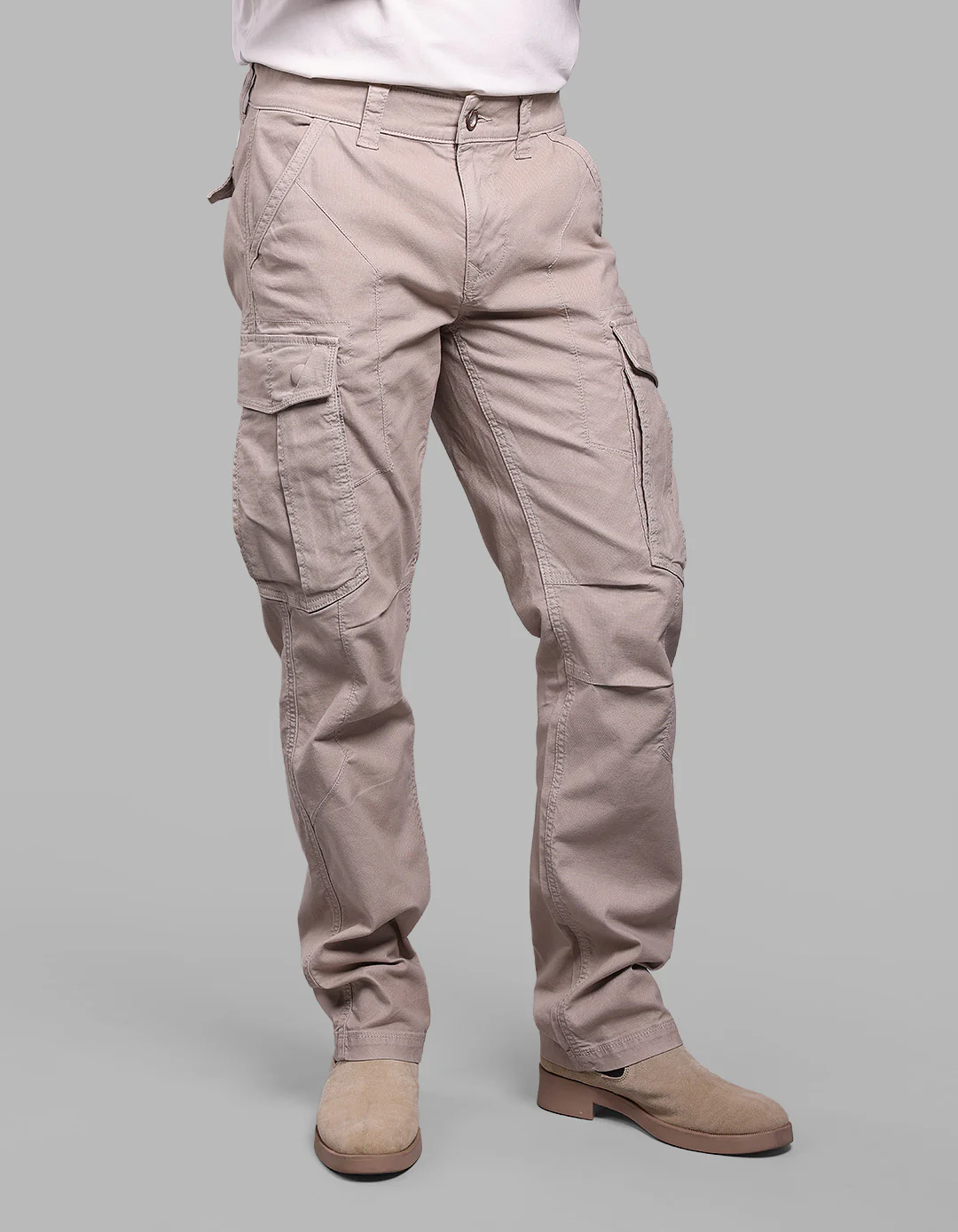 Lt Stone Comfort Straight Fit Stretch Cargo Pants - Image 4
