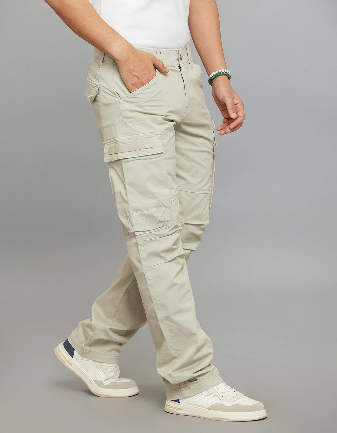 Lt Stone Comfort Straight Fit Stretch Cargo Pants - Image 4