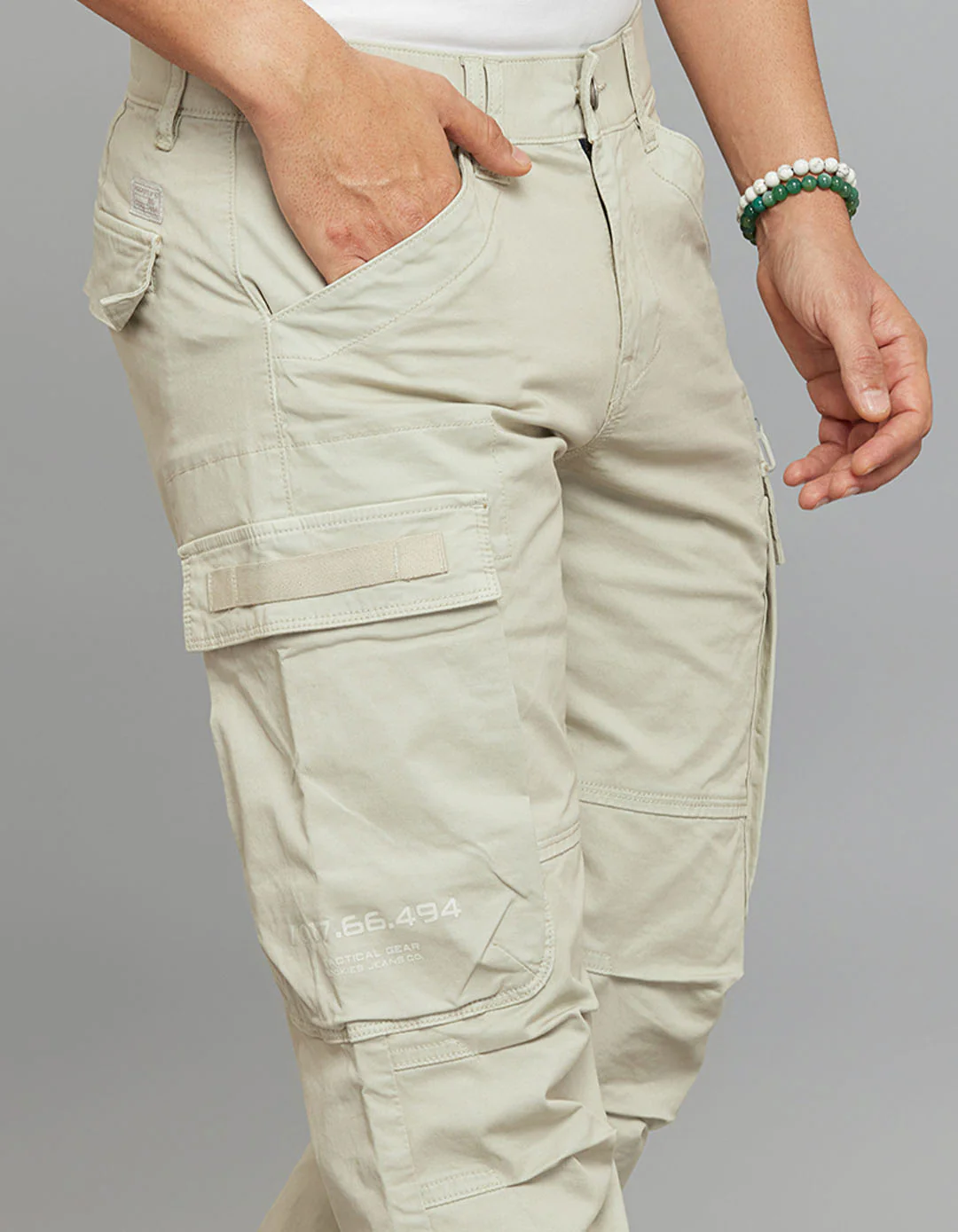 Lt Stone Comfort Straight Fit Stretch Cargo Pants - Image 5