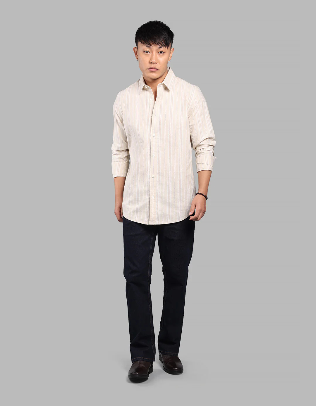 Lt Yellow 100% Cotton Full Sleeve Stripe Shirt - Image 2